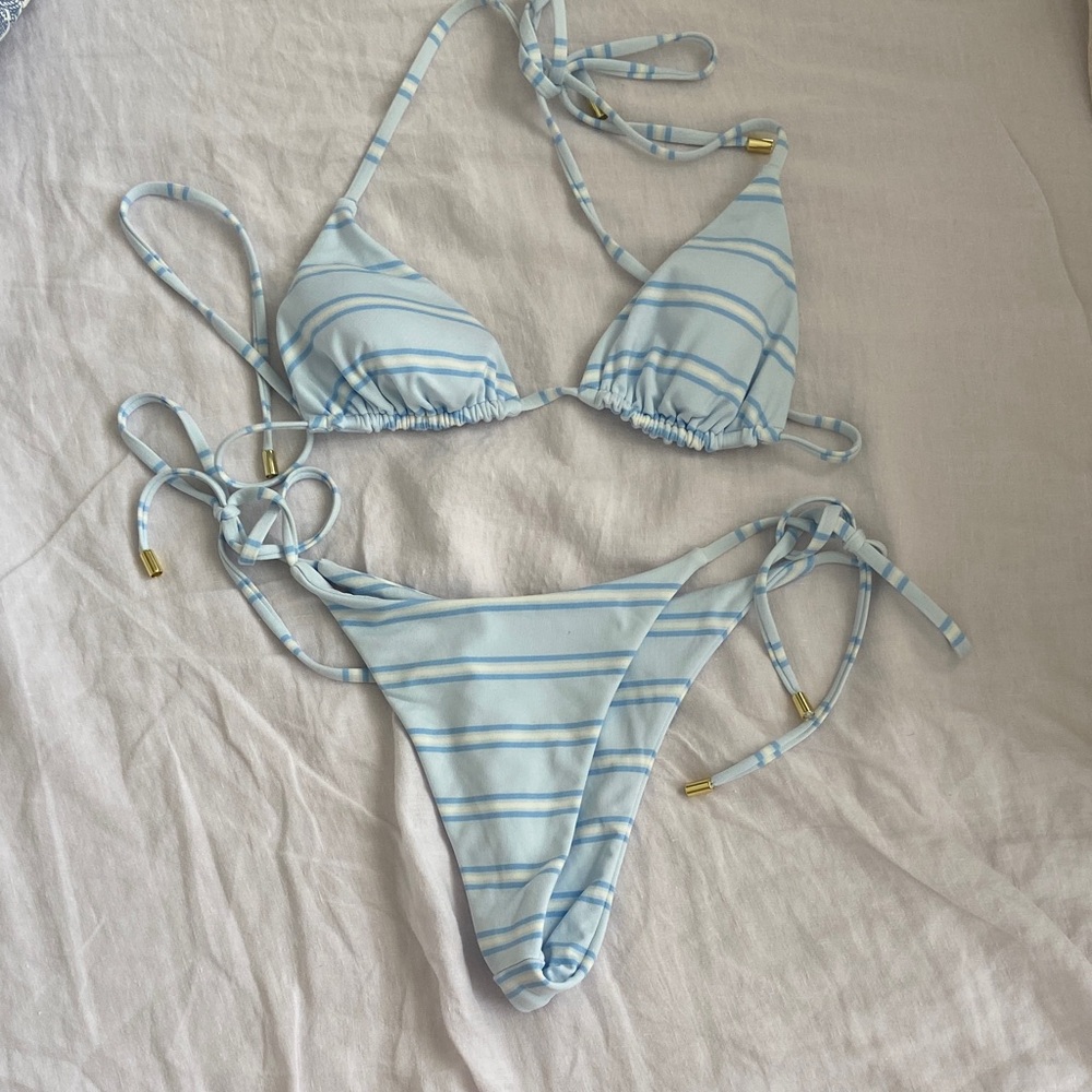 Monday Swimwear Blue and White Striped Bikini